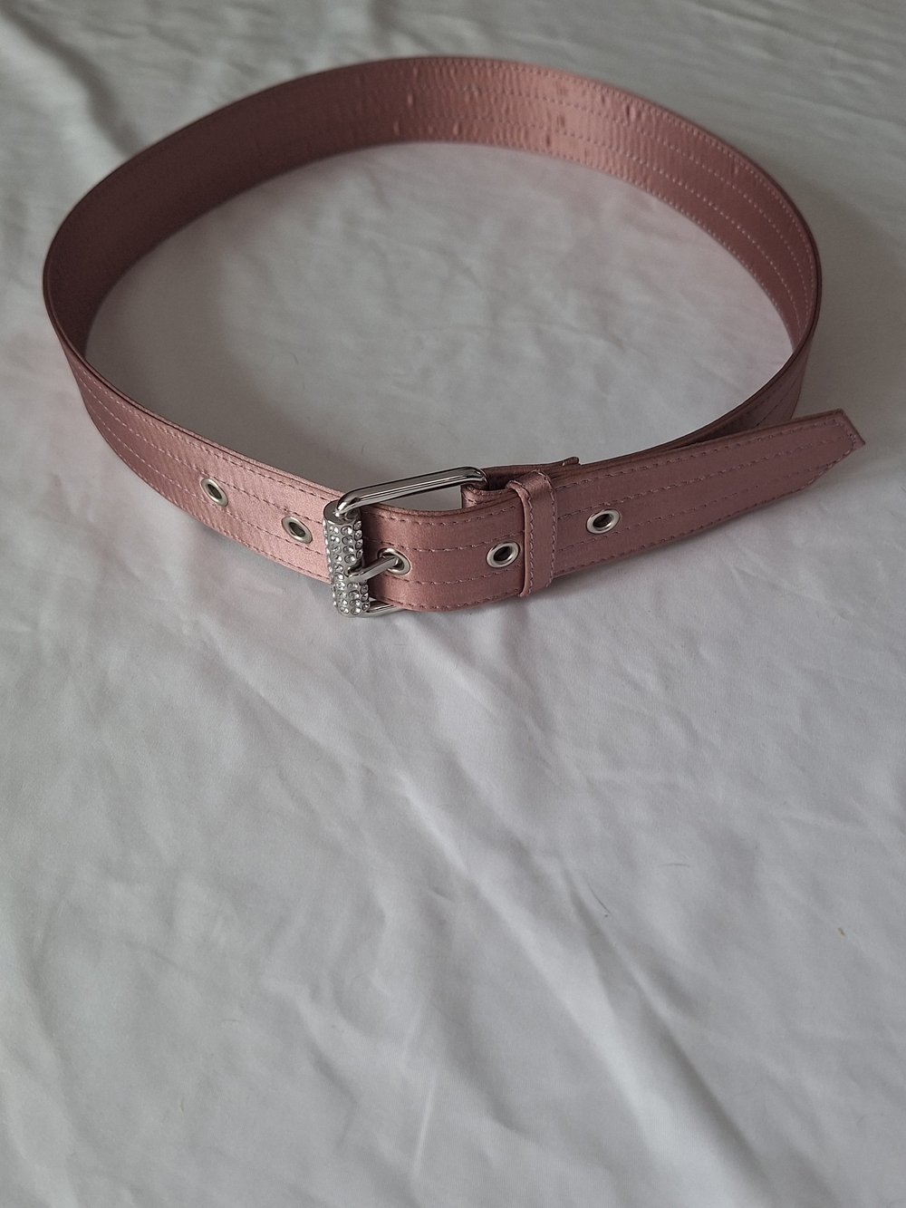 Womens Pink Belt With Rhinestones Buckle Small
